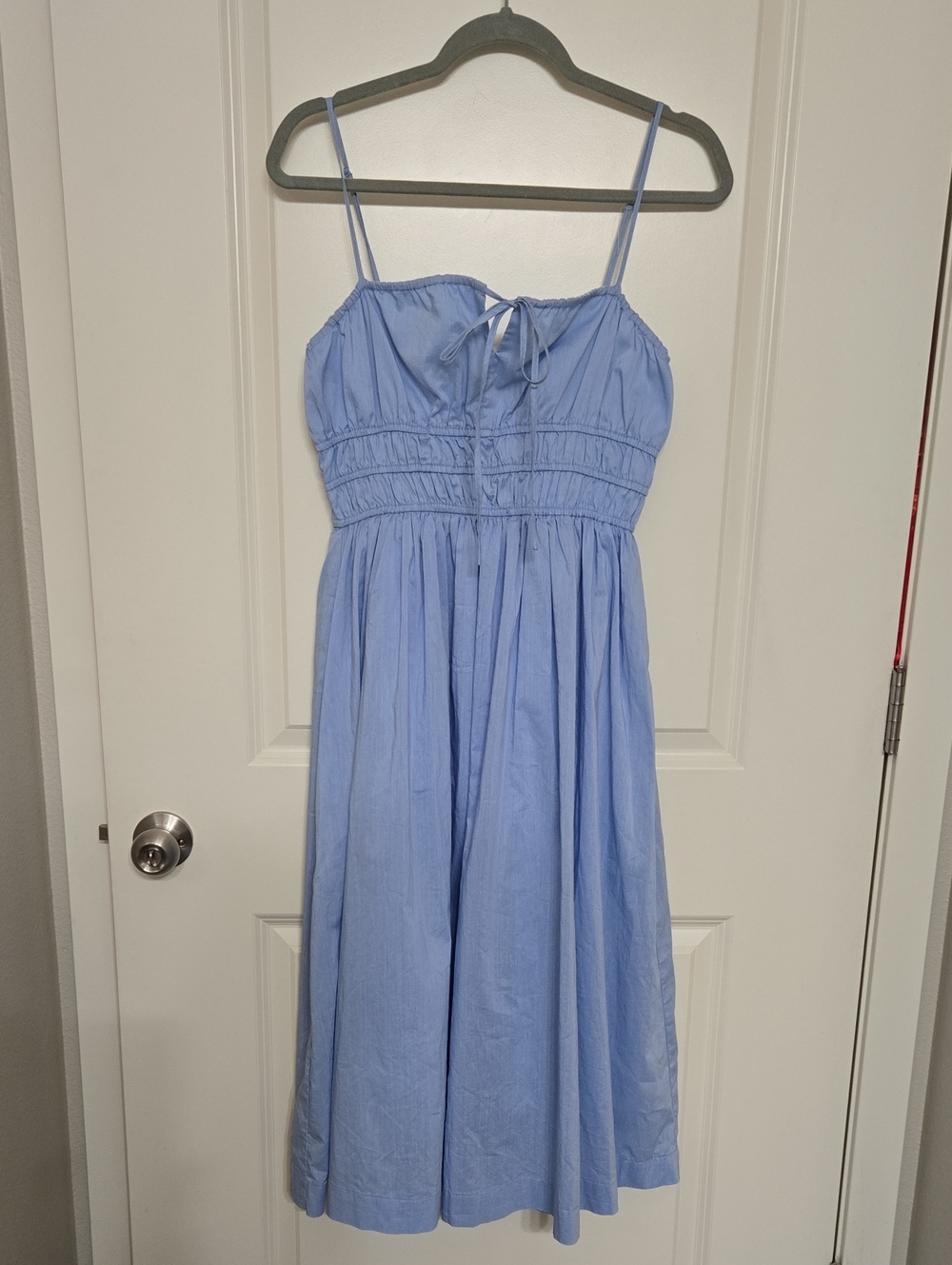 Sunday in Brooklyn Light Blue Midi Dress with Spaghetti Straps